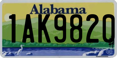AL license plate 1AK9820