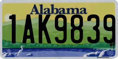 AL license plate 1AK9839