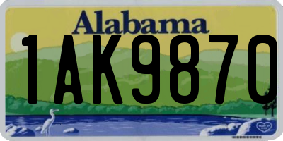 AL license plate 1AK9870