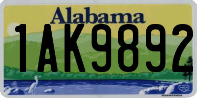 AL license plate 1AK9892