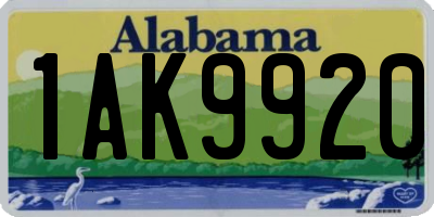 AL license plate 1AK9920