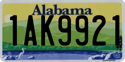 AL license plate 1AK9921