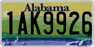 AL license plate 1AK9926