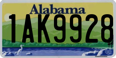 AL license plate 1AK9928