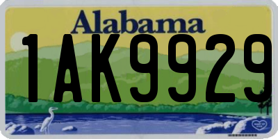 AL license plate 1AK9929