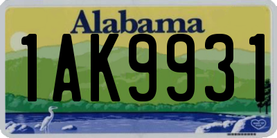AL license plate 1AK9931
