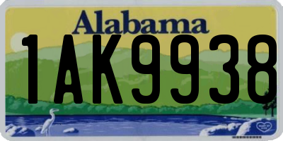 AL license plate 1AK9938