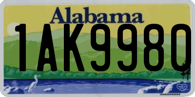 AL license plate 1AK9980