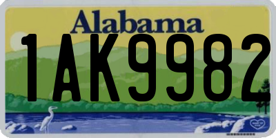 AL license plate 1AK9982