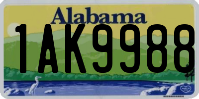 AL license plate 1AK9988
