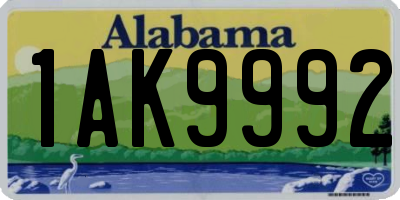 AL license plate 1AK9992