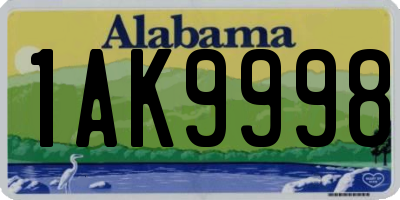 AL license plate 1AK9998