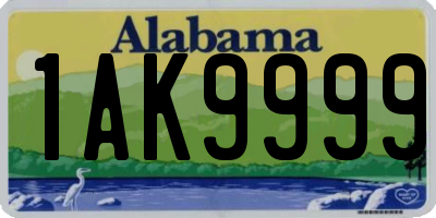 AL license plate 1AK9999