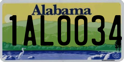 AL license plate 1AL0034
