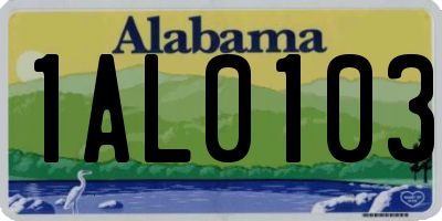 AL license plate 1AL0103