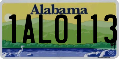 AL license plate 1AL0113