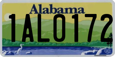 AL license plate 1AL0172