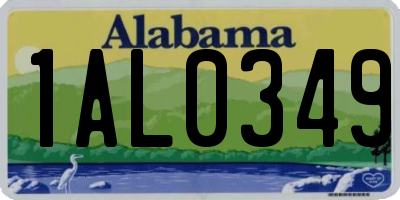AL license plate 1AL0349