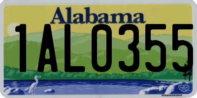 AL license plate 1AL0355