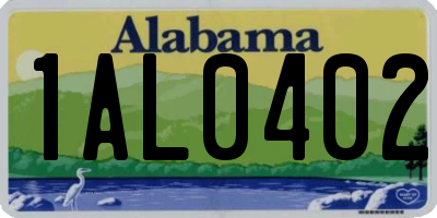 AL license plate 1AL0402