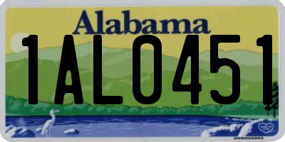 AL license plate 1AL0451