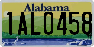 AL license plate 1AL0458