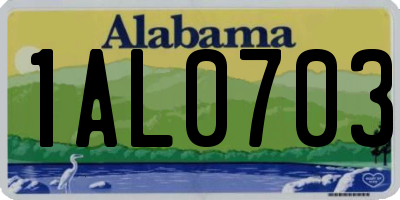 AL license plate 1AL0703