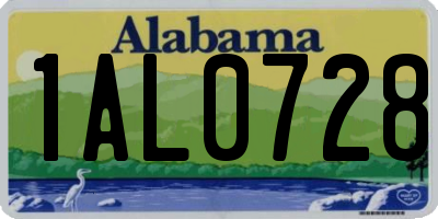 AL license plate 1AL0728