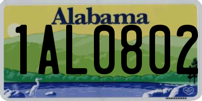 AL license plate 1AL0802