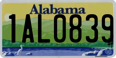 AL license plate 1AL0839