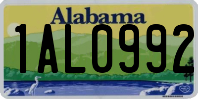 AL license plate 1AL0992