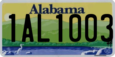 AL license plate 1AL1003
