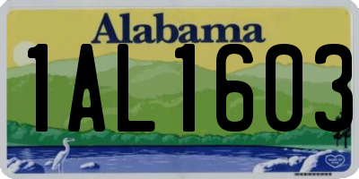 AL license plate 1AL1603