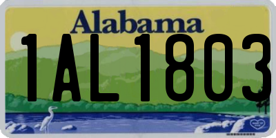 AL license plate 1AL1803
