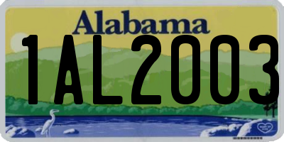 AL license plate 1AL2003