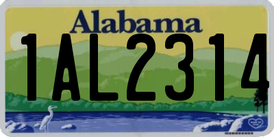 AL license plate 1AL2314