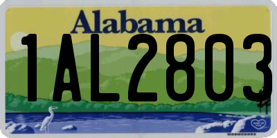 AL license plate 1AL2803