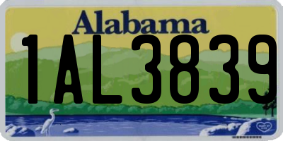 AL license plate 1AL3839