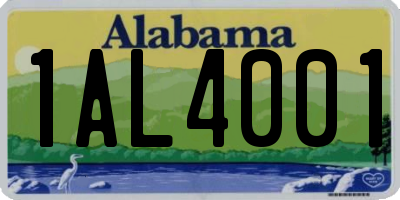 AL license plate 1AL4001
