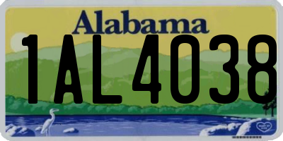 AL license plate 1AL4038