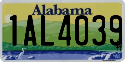AL license plate 1AL4039