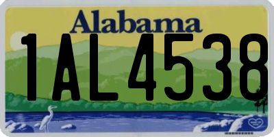 AL license plate 1AL4538