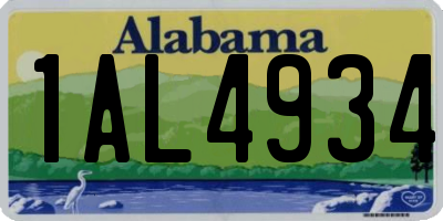 AL license plate 1AL4934