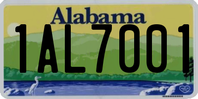 AL license plate 1AL7001