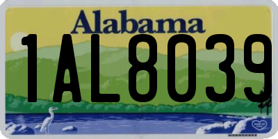 AL license plate 1AL8039