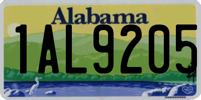 AL license plate 1AL9205