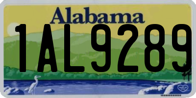 AL license plate 1AL9289