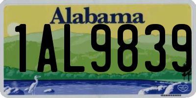 AL license plate 1AL9839