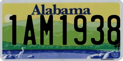 AL license plate 1AM1938