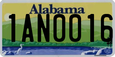 AL license plate 1AN0016